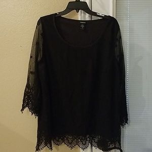 Torrid Long Sleeve Sheer Black Top